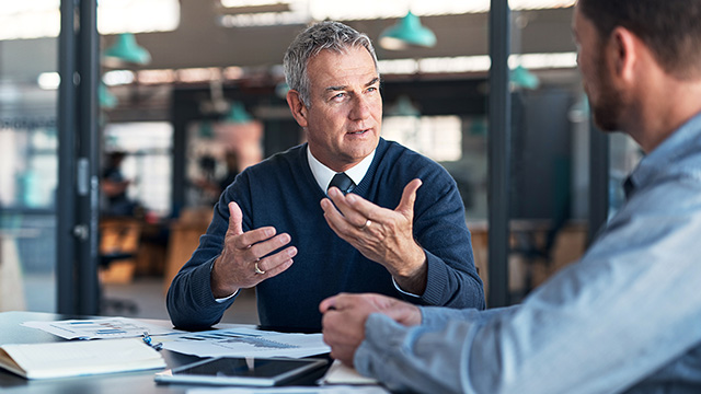 Man explaining how to have a secure business