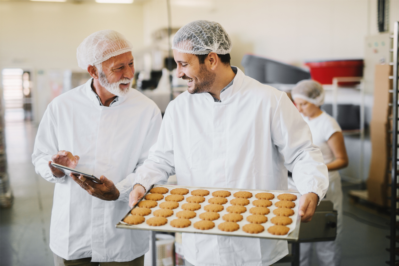 Baking professional analysing the outcome of his workflow.