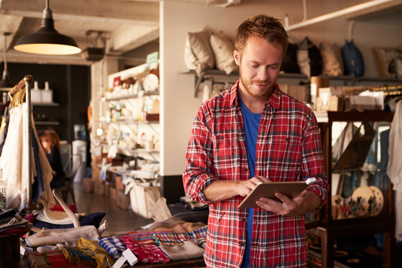 Homeware staff member managing shop floor processes.